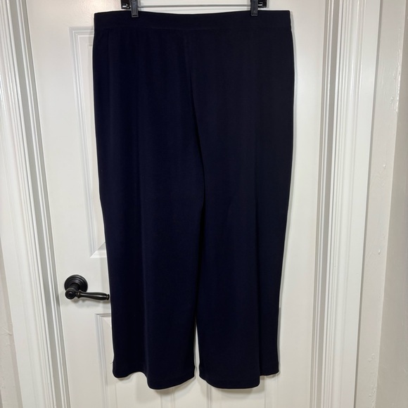 Misook Navy Blue Wide Leg Women's Pull-On Knit Pants Elastic Waist Size 3X - Picture 4 of 7